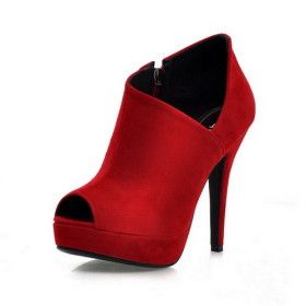 Peep Toe Camurça Stilettos com zipper para Party & Noite